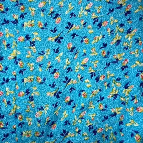 AFRM x Nordstrom Blue Floral Ruched Balloon Sleeve Crop Top Size Medium - Picture 4 of 5